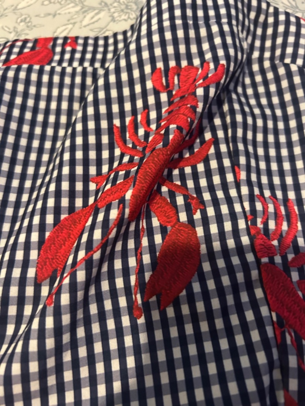 Navy Gingham Dress with Red  Lobsters - Picture 3 of 7